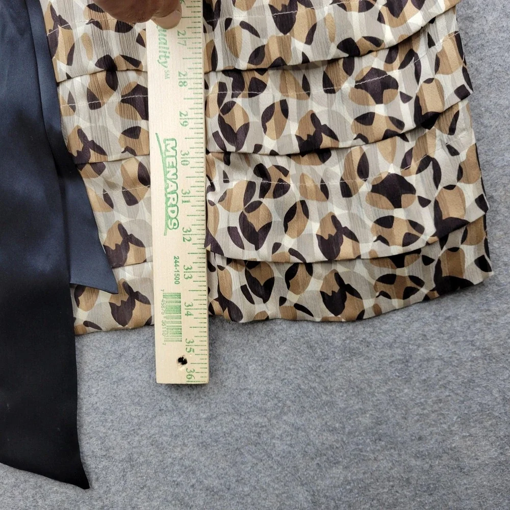 BCBGMAXAZRIA Dress Womens 2 Beige Animal Print Silk‎ Sleeveless V Neck Fit Flare
